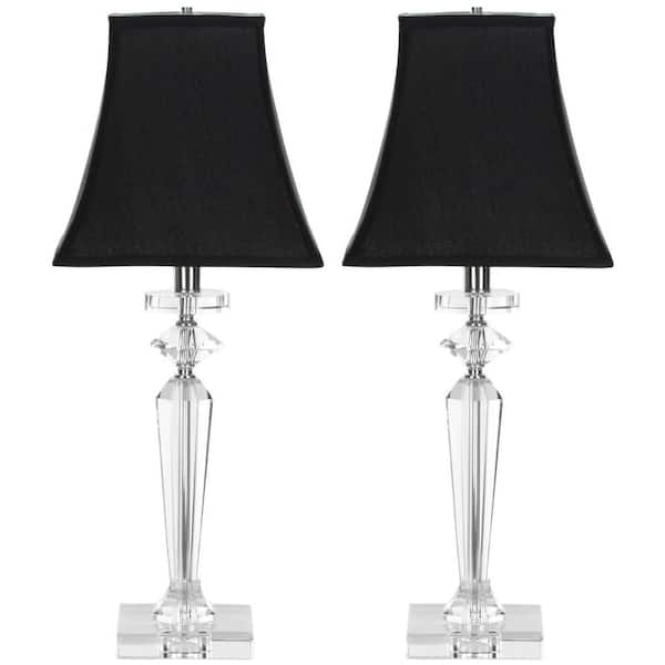 SAFAVIEH Harlow 25 in. Clear Crystal Table Lamp with Black Shade (Set of 2)