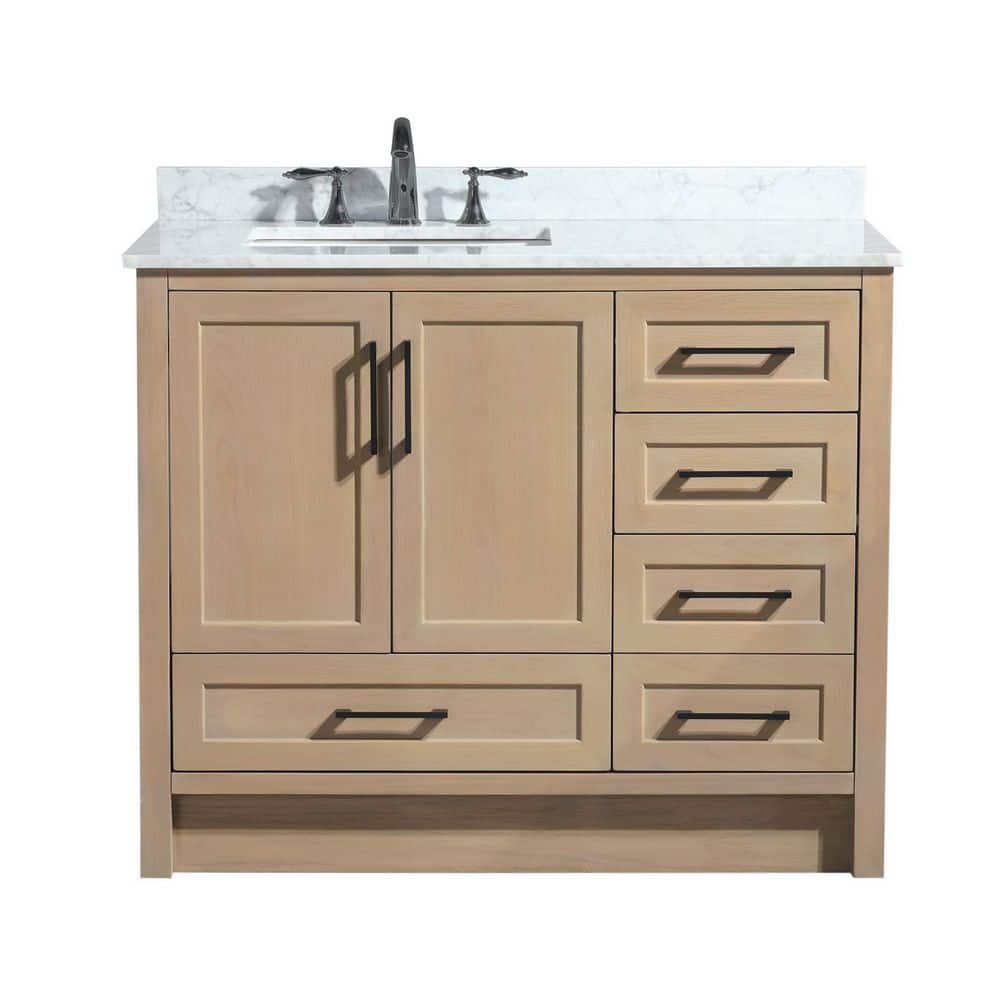 Huntington 42" Oak Gray Bathroom Vanity with Carrara Marble Countertop