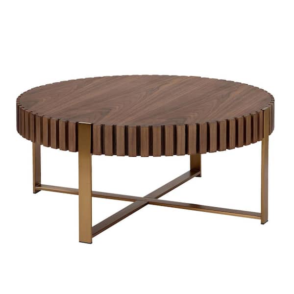 Sudzendf Dark Brown MDF Round Outdoor Side Table 1-Piece