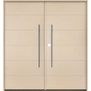 TETON Modern Faux Pivot 72 in. x 80 in. Right-Active/Inswing Solid Panel Unfinished Double Fiberglass Prehung Front Door