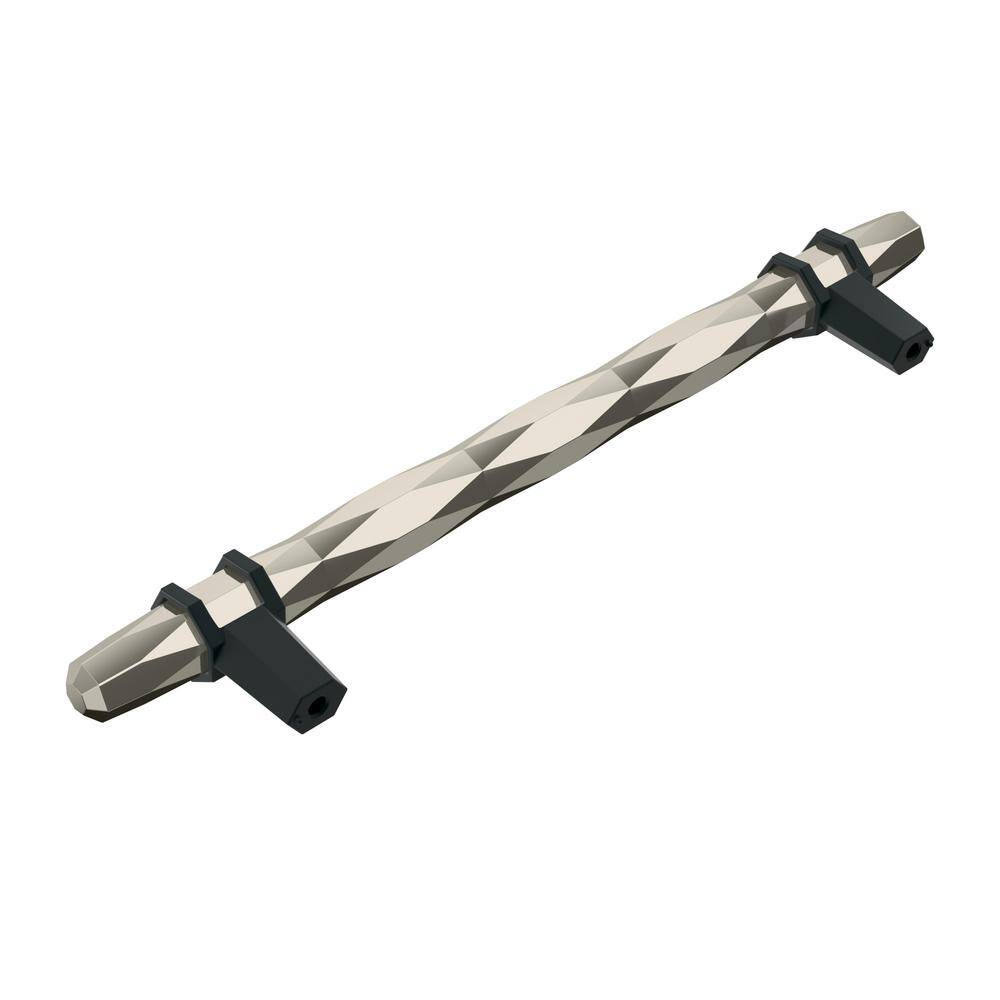 Modern Polished Nickel and Black Bronze Cabinet Bar Pull