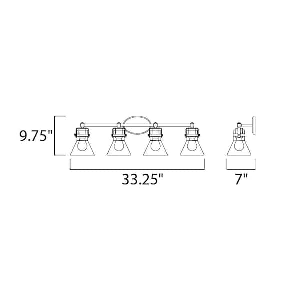 Seafarer 4-Light Polished Chrome Vanity Light with Clear Seedy Glass Shades