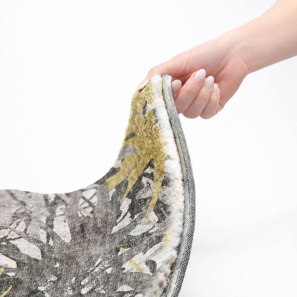 Dream Shag Premium Machine Washable Abstract ADS77 Gilded 8 ft. x 8 ft. Round Rug