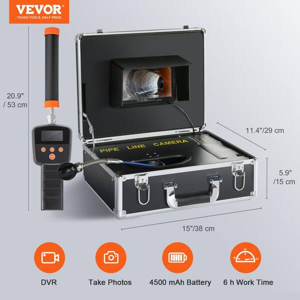 VEVOR Sewer Camera, 100FT, 9 Screen Pipeline Inspection Camera with DVR  Function & 8 GB SD Card, Waterproof IP68 Borescope w/LED Lights, Industrial  Endoscope for Home Wall Duct Drain Pipe Plumbing