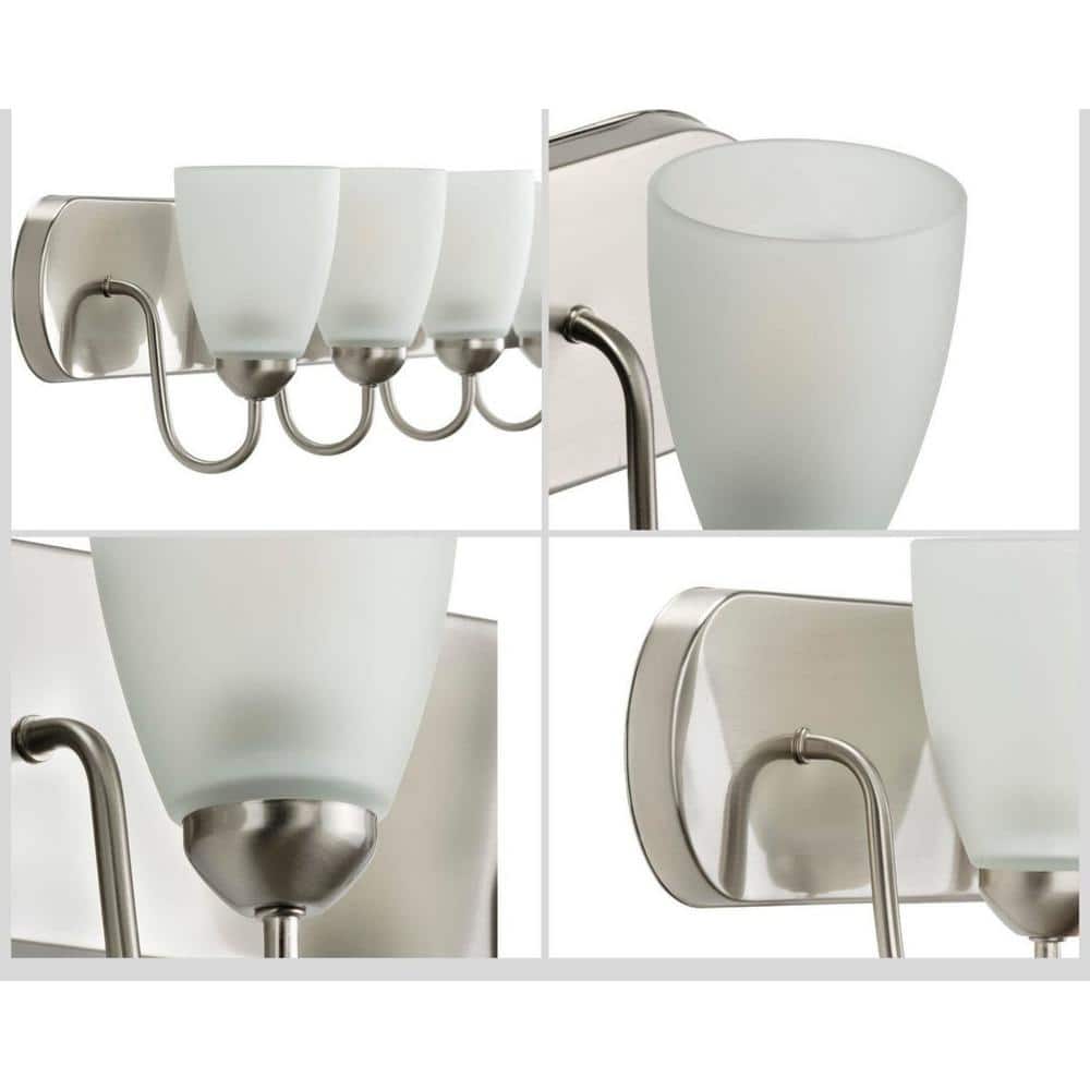 Gather Collection 48" Brushed Nickel 6-Light Bath Vanity with Etched Glass Shades
