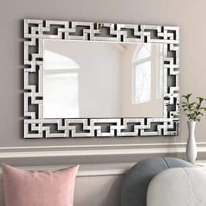 47.2 in. x 31.5 in. Classic Rectangle Framed Silver Beveled Glass Vanity Decorative Mirror