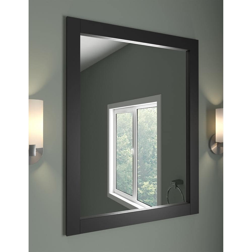 Espresso Wood Framed Rectangular Wall Mirror 30" x 24"