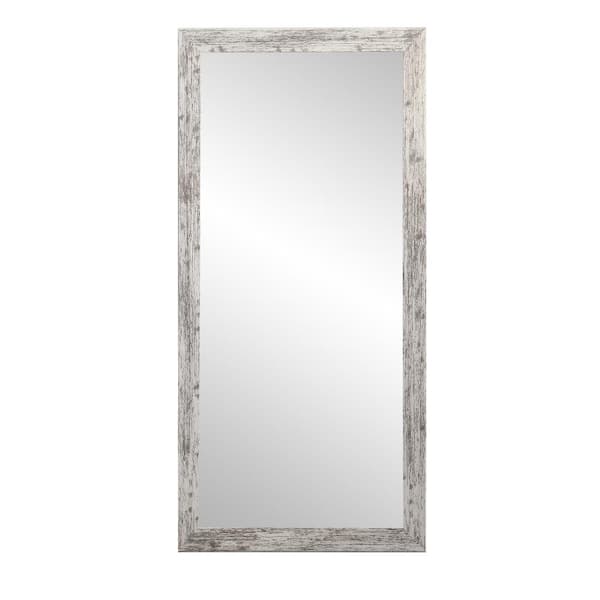 Brandtworks Oversized Distressed White Gray Composite Hooks Farmhouse Rustic Mirror 71 In H X 32 In W Bm032t The Home Depot