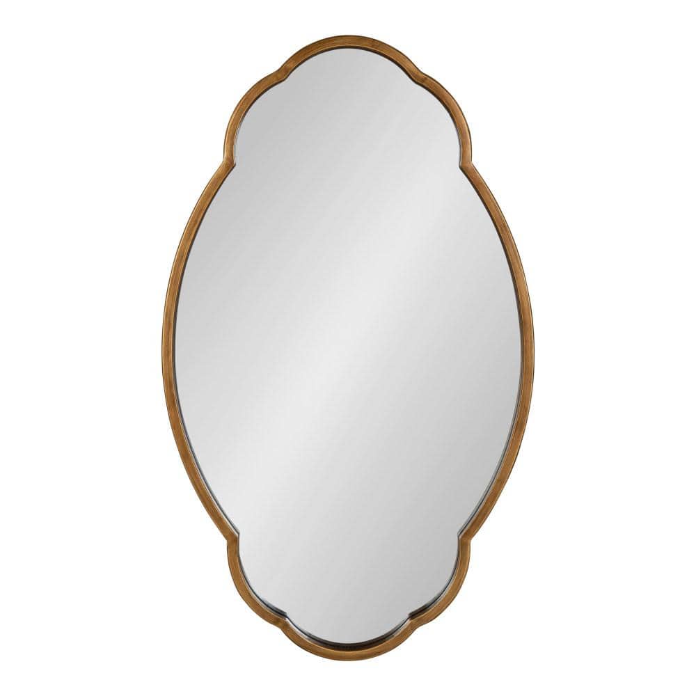 Magritte Scalloped Oval Gold Vanity Wall Mirror, 33x22 in