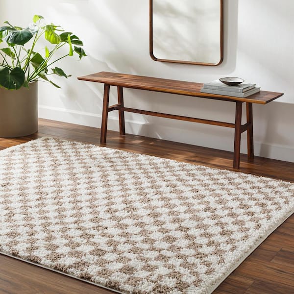 Livabliss Birmingham Taupe 8 ft. x 10 ft. Checkered Indoor Area