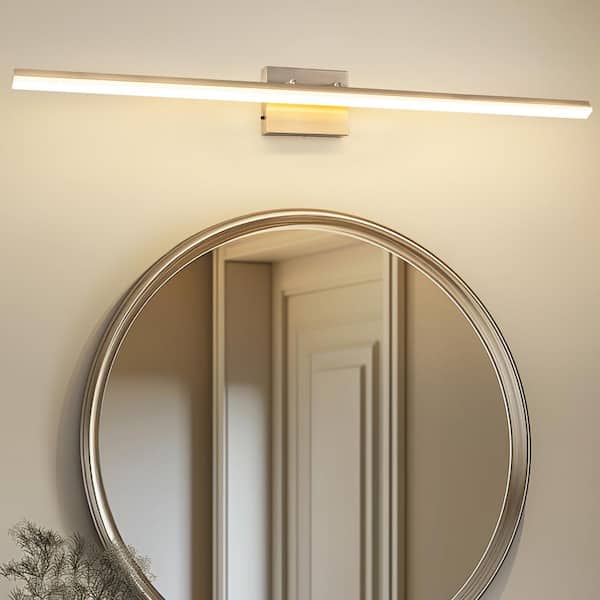 24-Watt 1-Light Nickel Integrated LED Vanity Light, 48 in. Modern Bathroom Wall Sconce, Adjustable Light Bar for Mirror