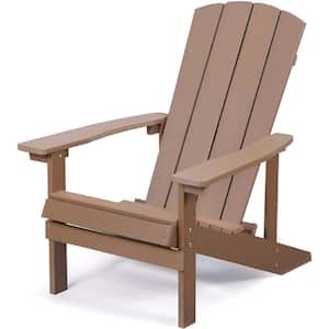 Brown Patio Hips Plastic Adirondack Chair Lounger, Outdoor Weather Resistant Furniture for Lawn Balcony Courtyard Garden