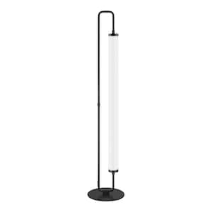 Aranda 58 in. Black Integrated LED Column Floor Lamp with Acrylic Shade and CCT Color Temperature Selectable