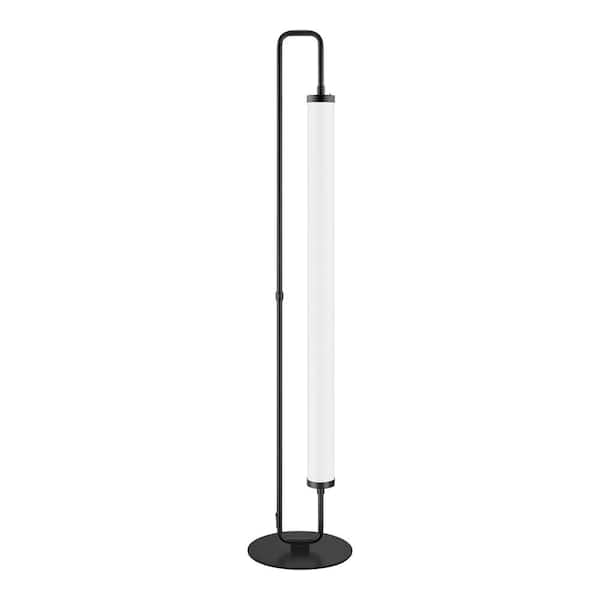 Aranda 58 in. Black Integrated LED Column Floor Lamp with Acrylic Shade and CCT Color Temperature Selectable