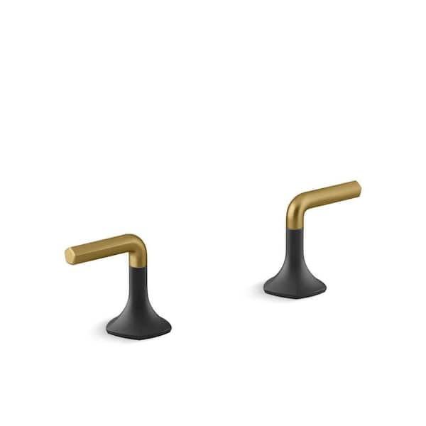 KOHLER Occasion Deck-Mount Lever Bath Faucet Handles, Matte Black with Moderne Brass