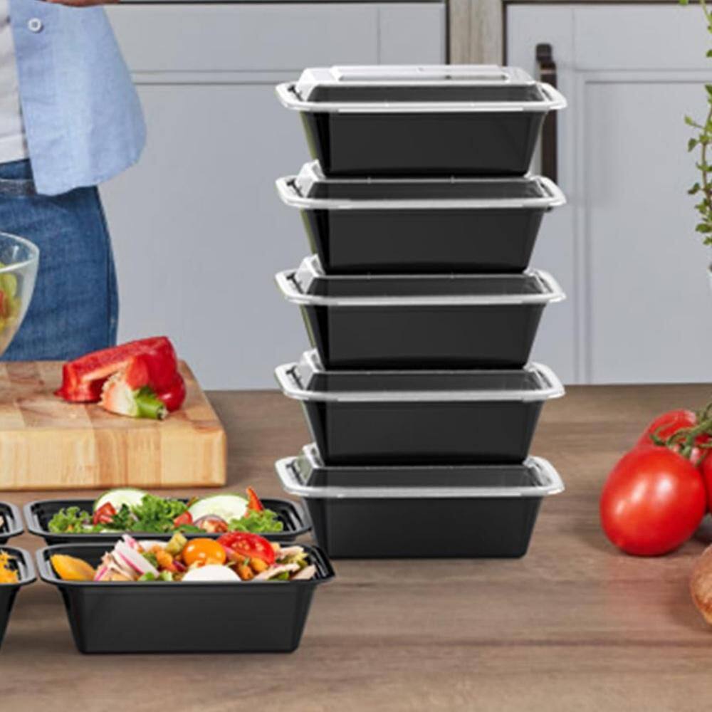 38 oz. Reusable Meal Prep Containers with Lids, Plastic Food Storage for To Go Take Out, Leakproof Food Safe (50-Pack)