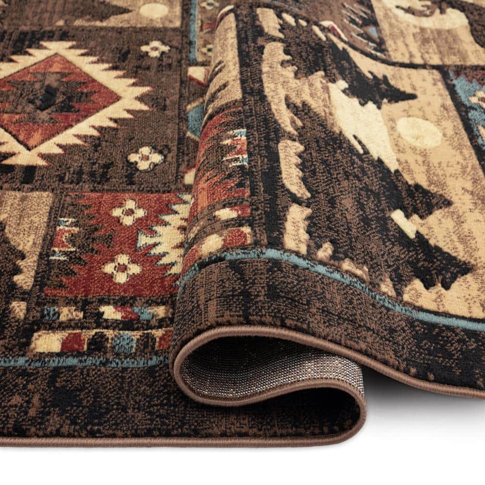 Rustic Red and Brown Wildlife 8' x 10' Area Rug