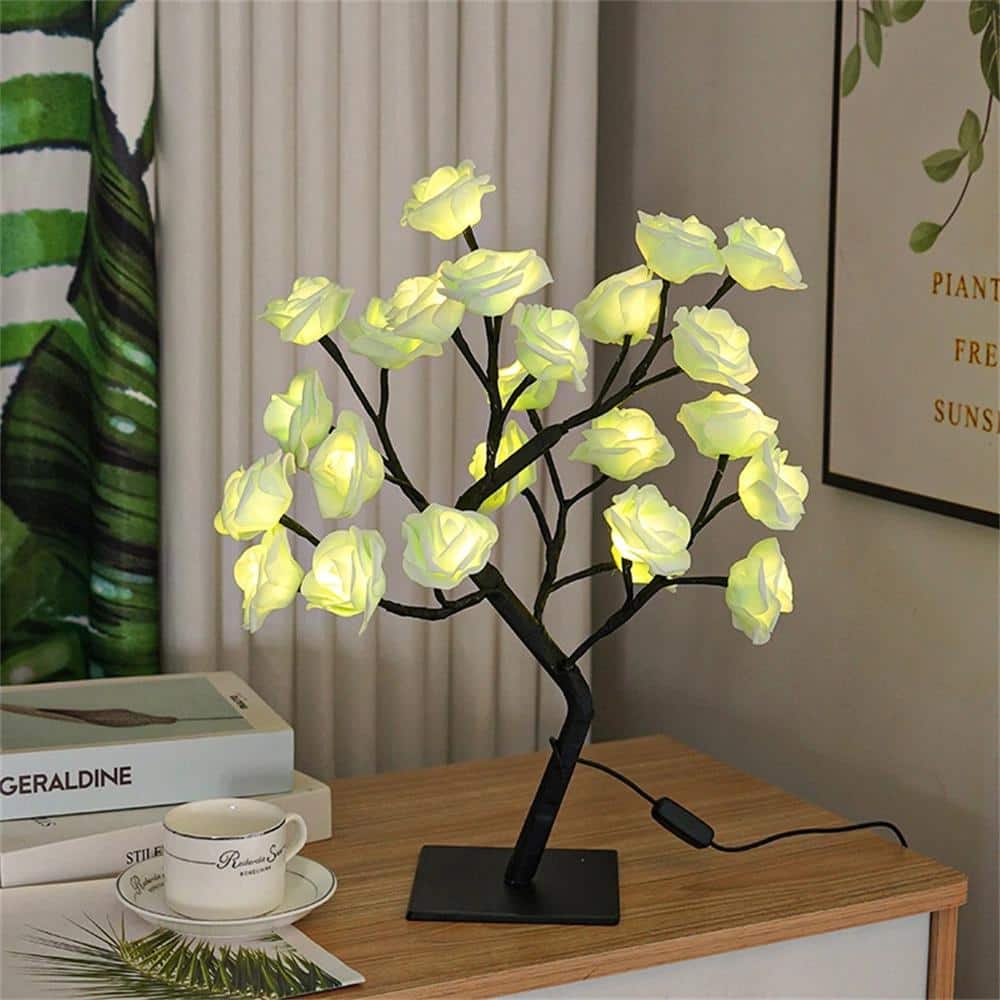 Etokfoks Green Rose-Tree-Shaped Night Light With Detachable Plastic ...