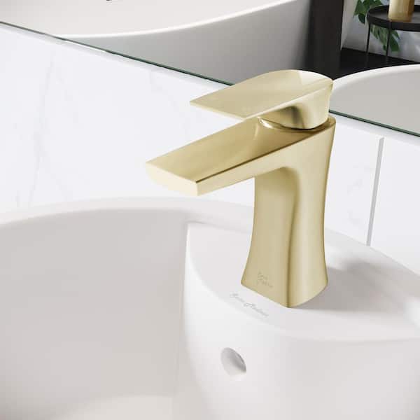 Swiss Madison Monaco Single-Handle Single-Hole Bathroom Faucet in Brushed Gold