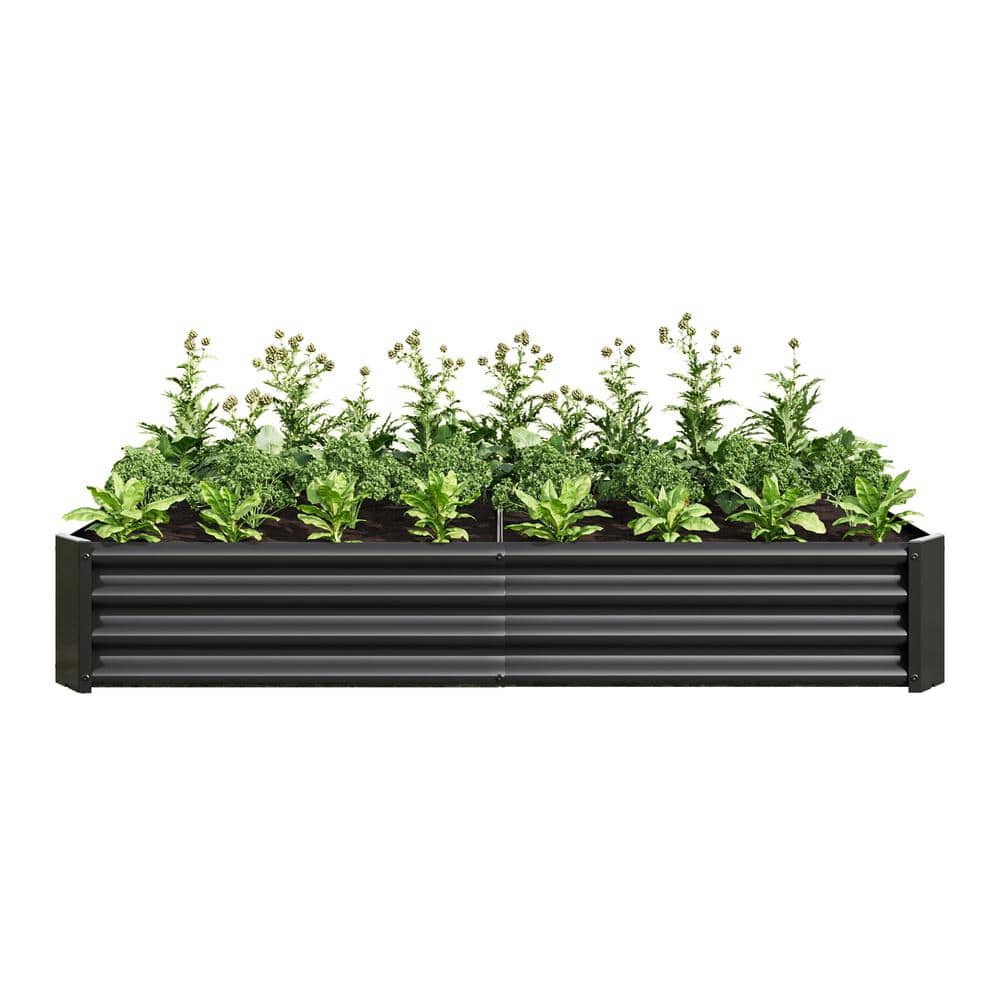 6 ft. x 3 ft. x1 ft. Outdoor Black Metal Raised Garden Bed Planter Box