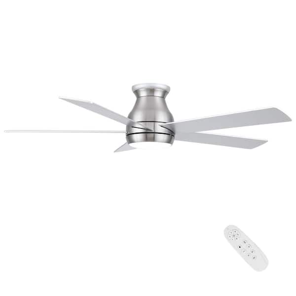 Lasaideal 52 in. Indoor Brushed Nickel Ceiling Fan With Light Kit Integrated LED And Remote Control