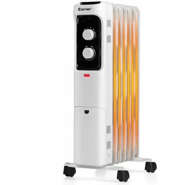 1500W Electric Compact Radiant Infrared Oil-Filled Space Heater with Thermostat, Quiet Operation, Tip-Over