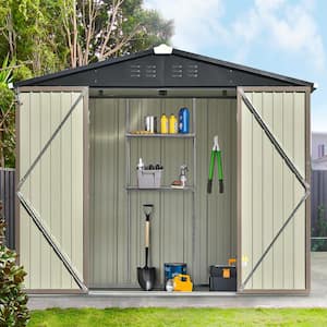8 ft. W x 6 ft. D Galvanized Steel Outdoor Metal Storage Shed with Double Doors (43.6 sq. ft.)