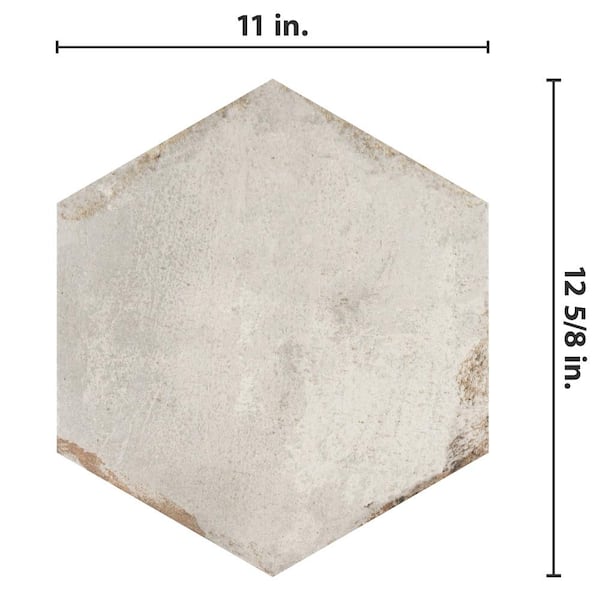 Merola Tile D'Anticatto Hex Bianco 11 in. x 12-5/8 in. Porcelain Floor and Wall Tile (11.22 sq. ft. / case)-FNUDAXBI The Home