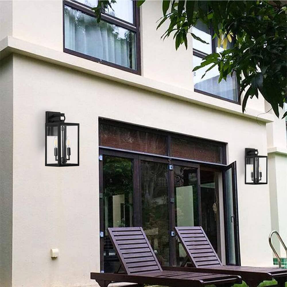 Matte Black 14" Metal Boxy Lantern Sconce