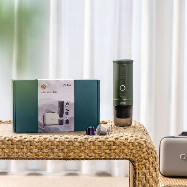 OutIn Nano Portable 2 Cup Forest Green Espresso Machine with