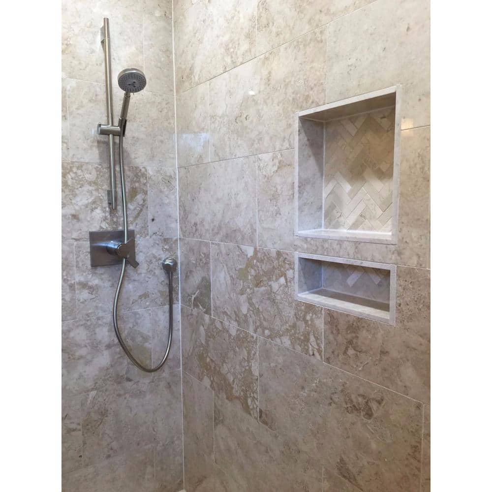 Black ABS Double Shelf Recessed Shower Niche 25" x 17"