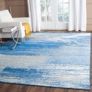 Adirondack Silver/Blue 8 ft. x 8 ft. Square Solid Area Rug