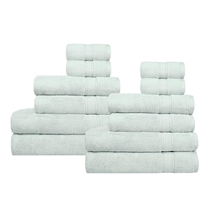 A1HC 500 GSM Duet Technology 100% Cotton Ring Spun Bright White Quick Dry Low Lint Highly Absorbent 12-Pc Bath Towel Set