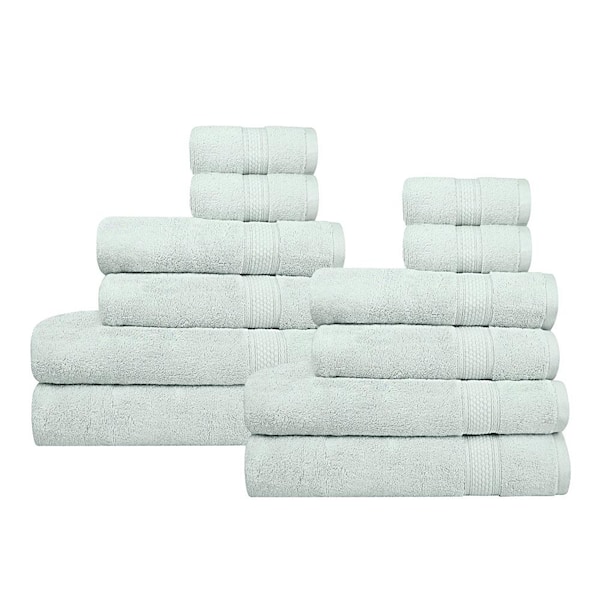 A1HC 500 GSM Duet Technology 100% Cotton Ring Spun Bright White Quick Dry Low Lint Highly Absorbent 12-Pc Bath Towel Set