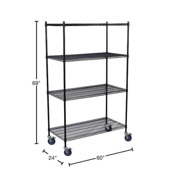 Storage Metal Shelf Wire Shelving Unit with Wheels 82x48x18 Sturdy