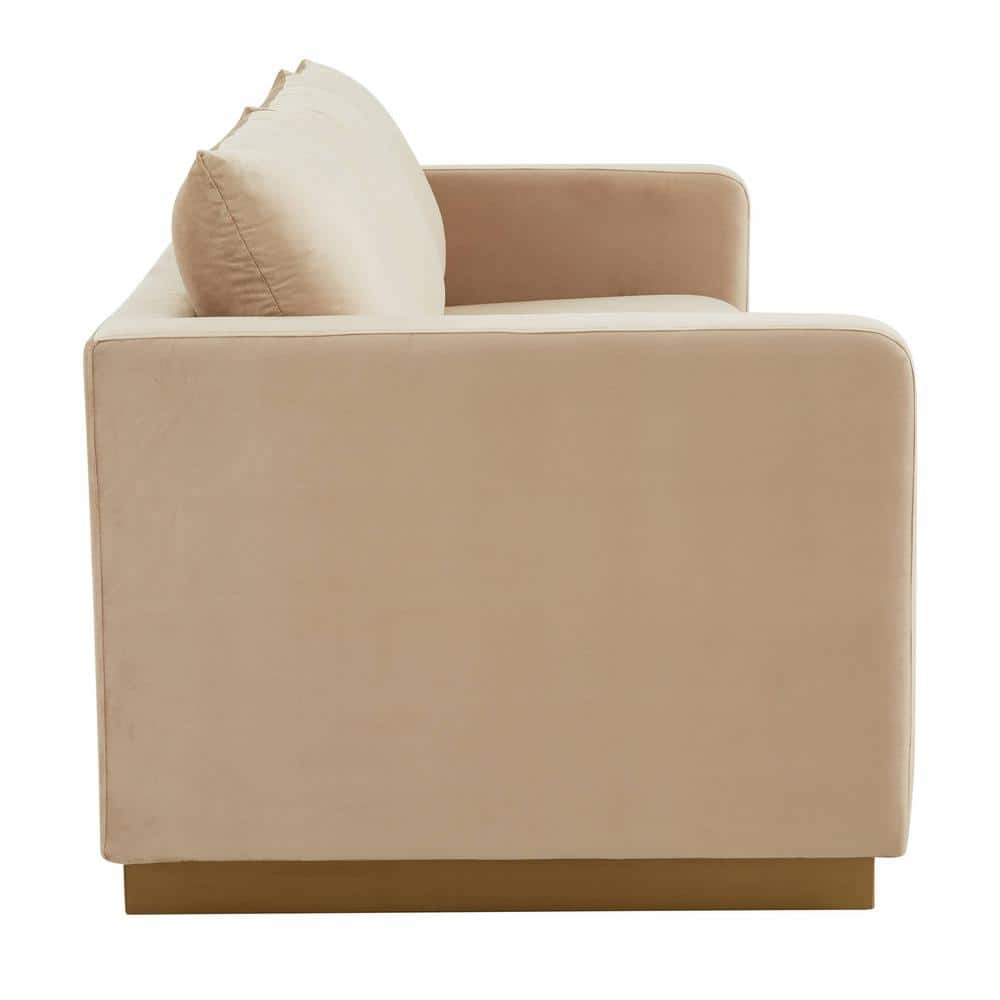 Beige Tufted Velvet Lawson Sofa with Removable Cushions