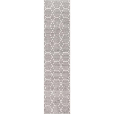 StyleWell Trellis Frieze Light Gray/Ivory Gray 3 ft. x 5 ft. Geometric ...