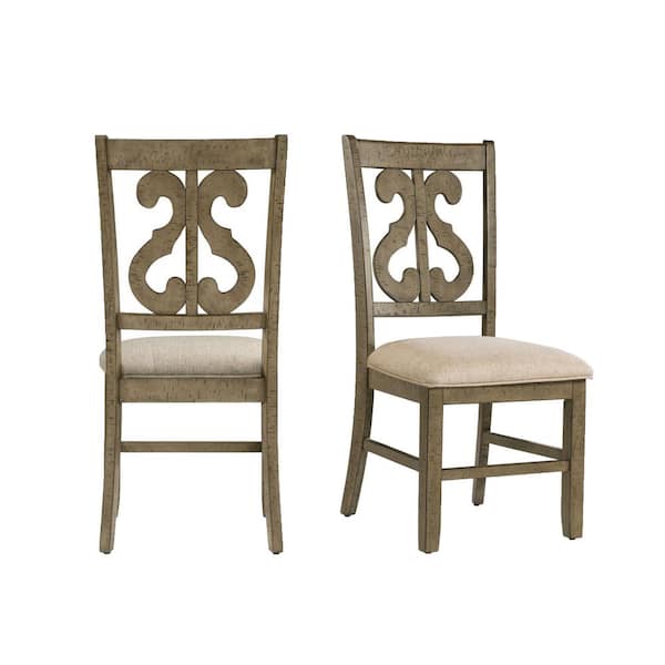 Picket House Furnishings Stanford Brown Tan Wooden Swirl Back Dining Chair (Set of 2)