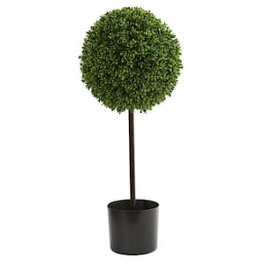 2.5 ft. UV Resistant Indoor/Outdoor Boxwood Ball Artificial Topiary Tree