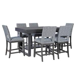 Jesey 7 Piece Distressed Charcoal Counter Set