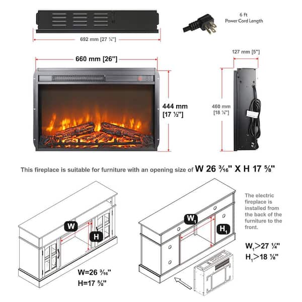 INNOBULE 26 in. Built-In Electric Fireplace Insert in Black X-EF26