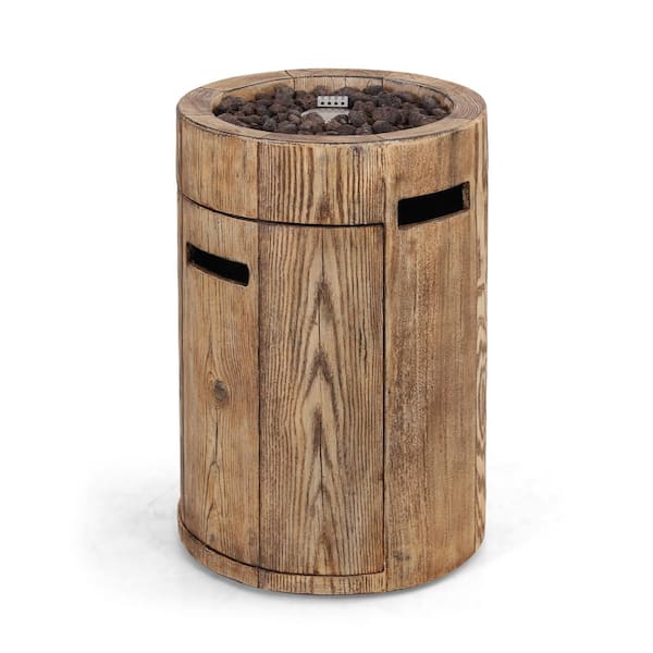 PHI VILLA 16 in. W x 25 in. Round Propane Fire Pit with Lava Rocks