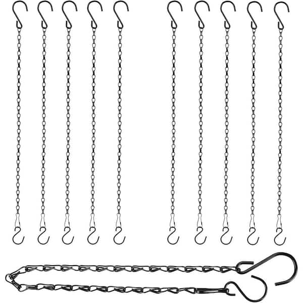 20 in. Black Hanging Plant Chains with Hooks for Bird Feeders Planters Lanterns Wind Chimes Outdoor Indoor Use 10-Piece