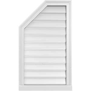 20 in. x 34 in. Octagonal Surface Mount PVC Gable Vent: Functional with Brickmould Sill Frame