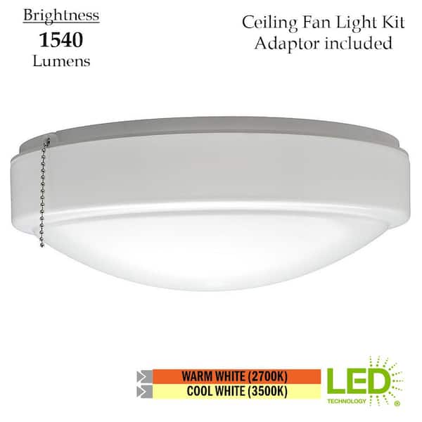 Hampton Bay 11 In Warm And Bright White Light Universal Led Ceiling Fan Kit 53701101 The Home Depot - Bright Ceiling Fan Light Kits