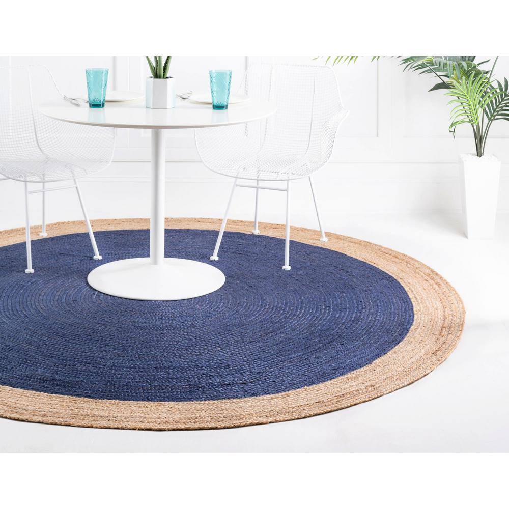 Navy Blue Braided Round Rug, Handmade & Reversible, 3' Diameter