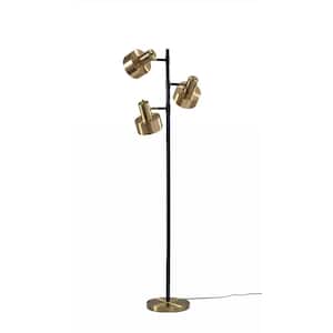 66.5 in. Brass 3 Light 1-Way (On/Off) Tree Floor Lamp for Liviing Room with Metal Lighthouse Shade