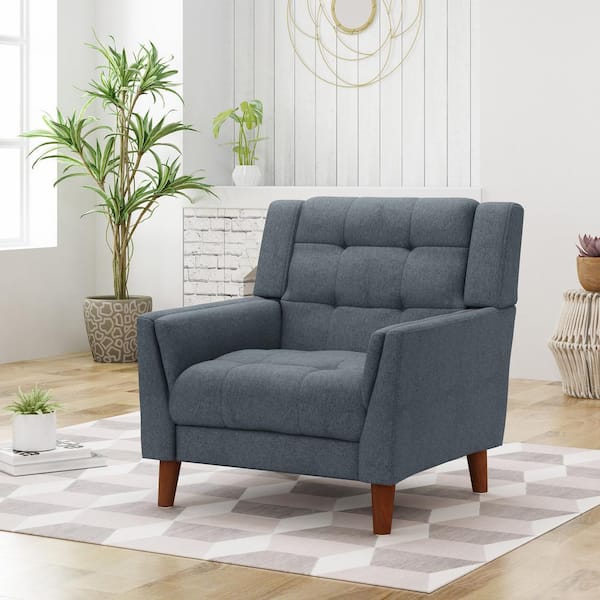CHRISTOPHER KNIGHT HOME Candace Dark Gray Fabric Arm Chair with Tufted Cushions (Set of 1)