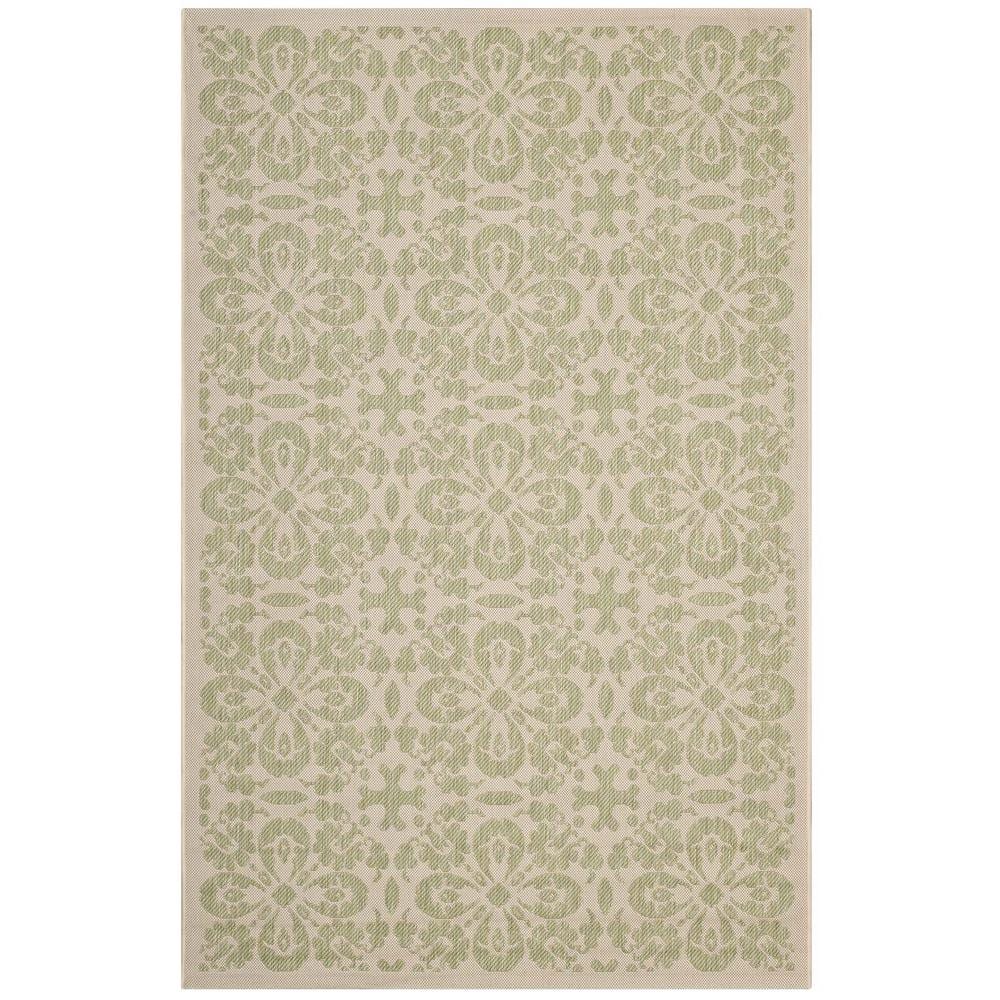 Ariana Light Green and Beige Floral Synthetic Area Rug