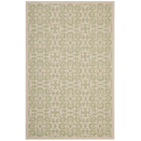 MODWAY Ariana in Light Green and Beige 5 ft. x 8 ft. Vintage Floral Trellis Indoor and Outdoor Area Rug